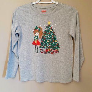 $4 WHEN YOU BUY 2 OR MORE ITEMS - grey long sleeve T top Size 10-12 EUC